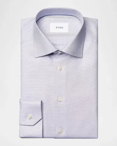 Eton Men's Contemporary-Fit Textured Twill Shirt | Thumbnail 6 Eton Men's Contemporary-Fit Textured Twill Shirt | Thumbnail 6