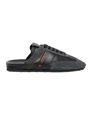 Marni Men 's Logo Leather Mules | Thumbnail 1 Marni Men 's Logo Leather Mules | Thumbnail 1