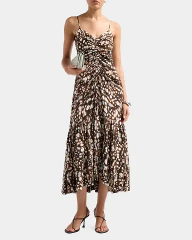 A.L.C. Lindsey Ruched Speckled Midi Dress | Thumbnail 2 A.L.C. Lindsey Ruched Speckled Midi Dress | Thumbnail 2