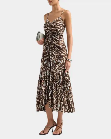 A.L.C. Lindsey Ruched Speckled Midi Dress | Thumbnail 4 A.L.C. Lindsey Ruched Speckled Midi Dress | Thumbnail 4