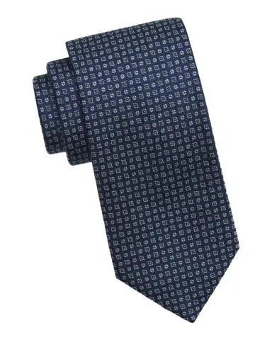 Canali Men's Circles & Squares Micro-Medallion Silk Tie | Thumbnail 1 Canali Men's Circles & Squares Micro-Medallion Silk Tie | Thumbnail 1