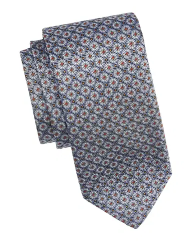 Canali Men's Geometric Woven Silk Tie | Thumbnail 3 Canali Men's Geometric Woven Silk Tie | Thumbnail 3