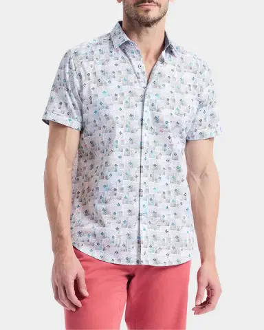 Robert Graham Embarcadero Geometric Cotton Short-Sleeve Shirt | Thumbnail 4 Robert Graham Embarcadero Geometric Cotton Short-Sleeve Shirt | Thumbnail 4