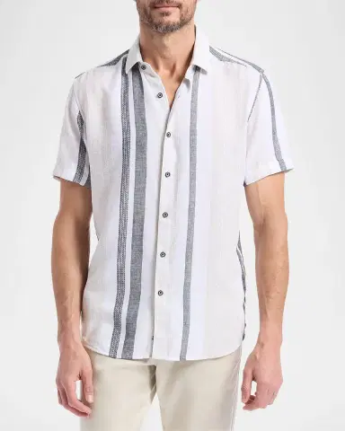 Robert Graham Men 's Makai Striped Short-Sleeve Shirt | Thumbnail 4 Robert Graham Men 's Makai Striped Short-Sleeve Shirt | Thumbnail 4