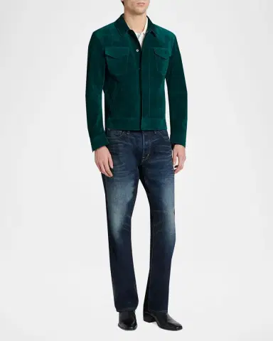 Tom Ford Men's Suede Snap-Front Western Jacket | Thumbnail 2 Tom Ford Men's Suede Snap-Front Western Jacket | Thumbnail 2