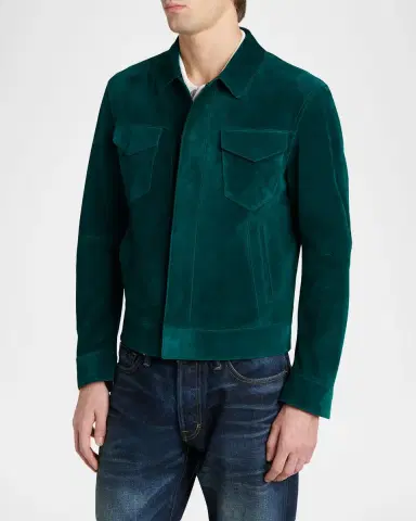 Tom Ford Men's Suede Snap-Front Western Jacket | Thumbnail 4 Tom Ford Men's Suede Snap-Front Western Jacket | Thumbnail 4