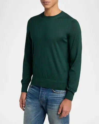 Tom Ford Men's Fine Gauge Cashmere-Blend Sweater | Thumbnail 4 Tom Ford Men's Fine Gauge Cashmere-Blend Sweater | Thumbnail 4