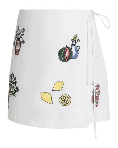 Tanya Taylor Agnes Cotton Mini Wrap Skirt | Thumbnail 1 Tanya Taylor Agnes Cotton Mini Wrap Skirt | Thumbnail 1
