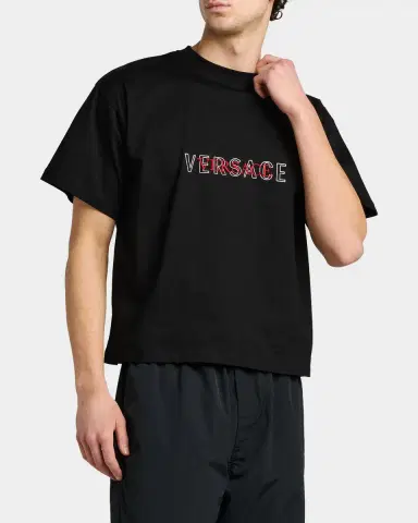 Versace Jeans Couture Logo-Embroidered Cotton T-Shirt | Thumbnail 6 Versace Jeans Couture Logo-Embroidered Cotton T-Shirt | Thumbnail 6