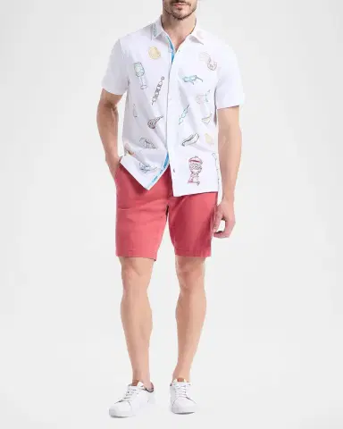 Robert Graham Men 's Out Of Office Cotton Short-Sleeve Shirt | Thumbnail 2 Robert Graham Men 's Out Of Office Cotton Short-Sleeve Shirt | Thumbnail 2