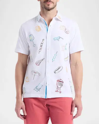 Robert Graham Men 's Out Of Office Cotton Short-Sleeve Shirt | Thumbnail 4 Robert Graham Men 's Out Of Office Cotton Short-Sleeve Shirt | Thumbnail 4