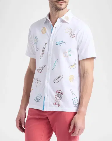 Robert Graham Men 's Out Of Office Cotton Short-Sleeve Shirt | Thumbnail 7 Robert Graham Men 's Out Of Office Cotton Short-Sleeve Shirt | Thumbnail 7