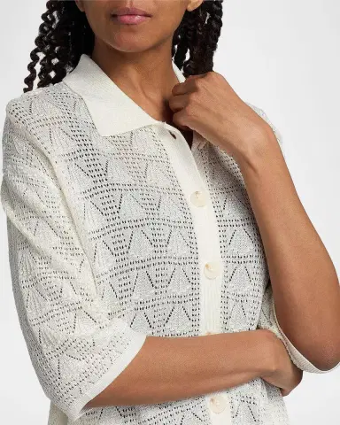Loulou De Saison Siani Lace Knit Button-Front Top | Thumbnail 5 Loulou De Saison Siani Lace Knit Button-Front Top | Thumbnail 5