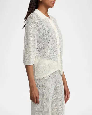 Loulou De Saison Siani Lace Knit Button-Front Top | Thumbnail 7 Loulou De Saison Siani Lace Knit Button-Front Top | Thumbnail 7