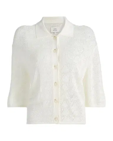Loulou De Saison Siani Lace Knit Button-Front Top | Thumbnail 1 Loulou De Saison Siani Lace Knit Button-Front Top | Thumbnail 1