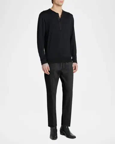 Tom Ford Men's Comfort Stretch Slim Flat-Front Trousers | Thumbnail 2 Tom Ford Men's Comfort Stretch Slim Flat-Front Trousers | Thumbnail 2