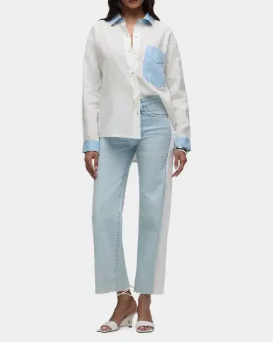 Hudson Rosie Spliced Wide-Leg Ankle Jeans | Thumbnail 2 Hudson Rosie Spliced Wide-Leg Ankle Jeans | Thumbnail 2