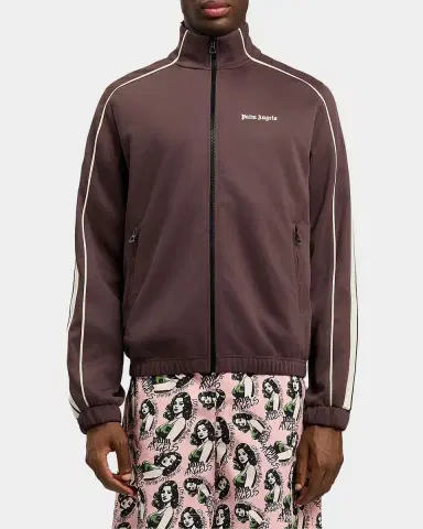 Palm Angels Men's Logo Striped Zip-Front Jacket | Thumbnail 4 Palm Angels Men's Logo Striped Zip-Front Jacket | Thumbnail 4