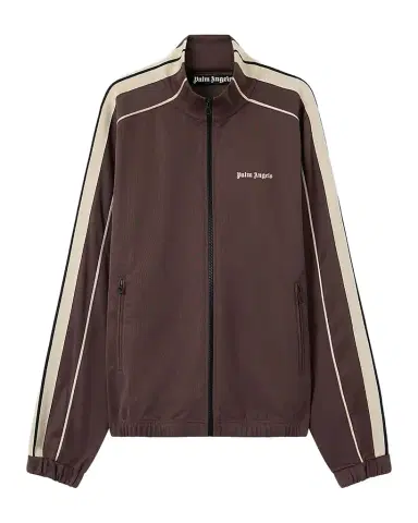 Palm Angels Men's Logo Striped Zip-Front Jacket | Thumbnail 1 Palm Angels Men's Logo Striped Zip-Front Jacket | Thumbnail 1