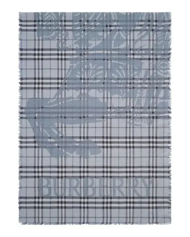 Burberry Men's EKD Check Wool-Silk Wide Scarf | Thumbnail 3 Burberry Men's EKD Check Wool-Silk Wide Scarf | Thumbnail 3