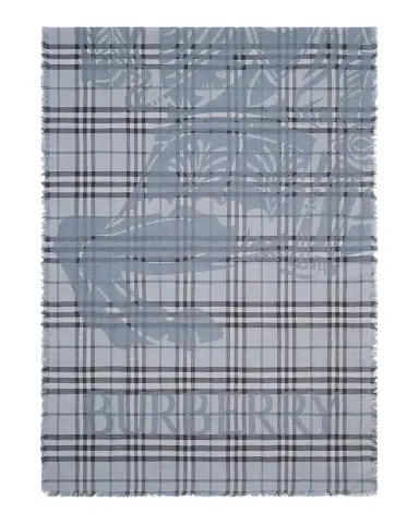 Burberry Men's EKD Check Wool-Silk Wide Scarf | Thumbnail 1 Burberry Men's EKD Check Wool-Silk Wide Scarf | Thumbnail 1