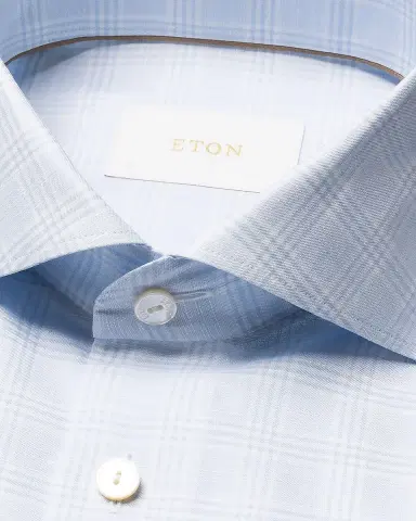 Eton Men 's Check Cotton-Linen Slim-Fit Shirt | Thumbnail 2 Eton Men 's Check Cotton-Linen Slim-Fit Shirt | Thumbnail 2