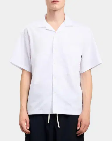 Palm Angels Men 's Logo Camp-Collar Cotton Bowling Shirt | Thumbnail 4 Palm Angels Men 's Logo Camp-Collar Cotton Bowling Shirt | Thumbnail 4