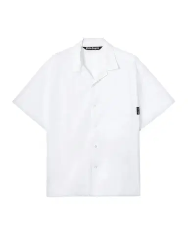 Palm Angels Men 's Logo Camp-Collar Cotton Bowling Shirt | Thumbnail 1 Palm Angels Men 's Logo Camp-Collar Cotton Bowling Shirt | Thumbnail 1