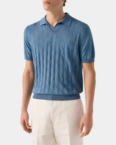 Eton Men 's Knitted Cotton-Silk Polo Sweater | Thumbnail 3 Eton Men 's Knitted Cotton-Silk Polo Sweater | Thumbnail 3