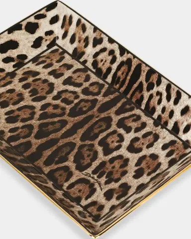 Dolce & Gabbana Leopard Rectangular Porcelain Trinket Tray | Thumbnail 3 Dolce & Gabbana Leopard Rectangular Porcelain Trinket Tray | Thumbnail 3