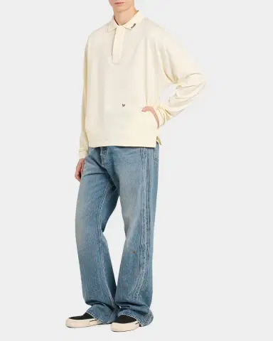 Rhude Men's Fontaine Oversized Long-Sleeve Polo Shirt | Thumbnail 2 Rhude Men's Fontaine Oversized Long-Sleeve Polo Shirt | Thumbnail 2