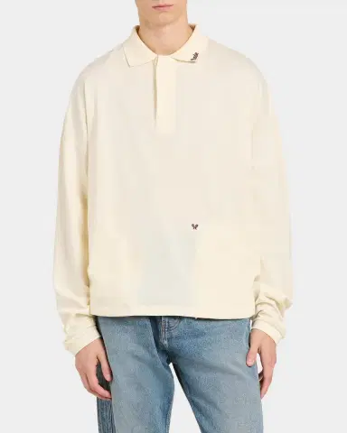 Rhude Men's Fontaine Oversized Long-Sleeve Polo Shirt | Thumbnail 4 Rhude Men's Fontaine Oversized Long-Sleeve Polo Shirt | Thumbnail 4
