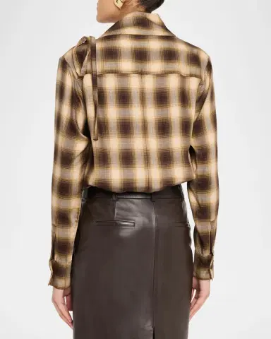 Co Plaid Mock-Neck Long-Sleeve Blouse | Thumbnail 3 Co Plaid Mock-Neck Long-Sleeve Blouse | Thumbnail 3