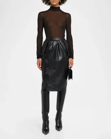 Stella McCartney Vegan Leather Gathered Midi Pencil Skirt | Thumbnail 2 Stella McCartney Vegan Leather Gathered Midi Pencil Skirt | Thumbnail 2