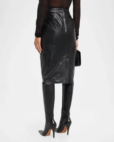 Stella McCartney Vegan Leather Gathered Midi Pencil Skirt | Thumbnail 3 Stella McCartney Vegan Leather Gathered Midi Pencil Skirt | Thumbnail 3