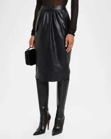 Stella McCartney Vegan Leather Gathered Midi Pencil Skirt | Thumbnail 4 Stella McCartney Vegan Leather Gathered Midi Pencil Skirt | Thumbnail 4