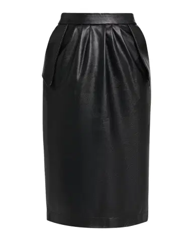 Stella McCartney Vegan Leather Gathered Midi Pencil Skirt | Thumbnail 1 Stella McCartney Vegan Leather Gathered Midi Pencil Skirt | Thumbnail 1