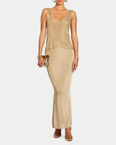 SEROYA Harmony Metallic Knit Maxi Skirt | Thumbnail 2 SEROYA Harmony Metallic Knit Maxi Skirt | Thumbnail 2