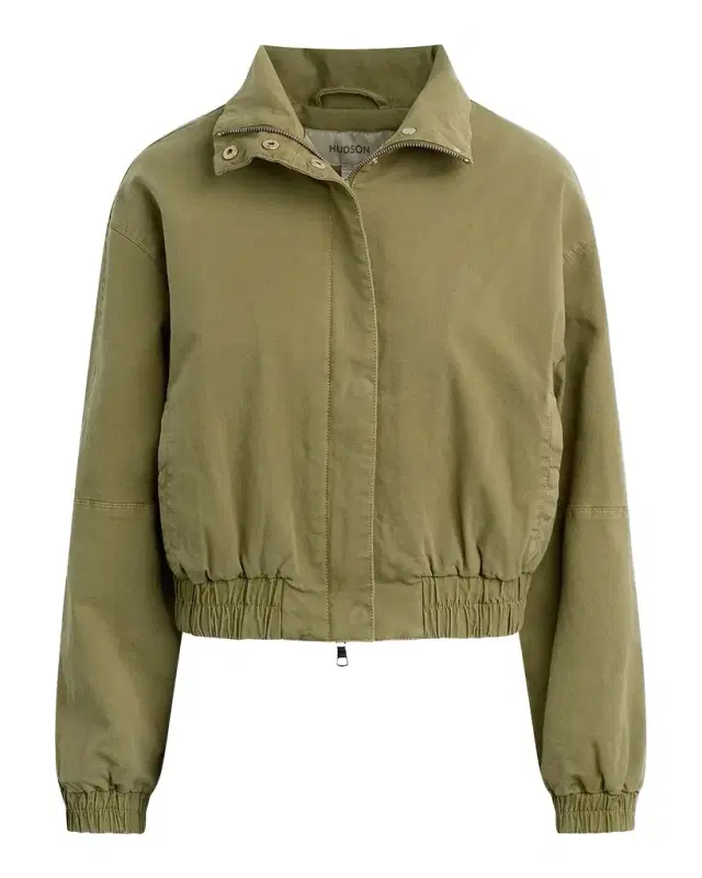 Sporty Cotton-Blend Crop Bomber Jacket Sporty Cotton-Blend Crop Bomber Jacket