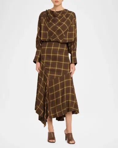 Co Plaid Asymmetric Slit Midi Skirt | Thumbnail 2 Co Plaid Asymmetric Slit Midi Skirt | Thumbnail 2