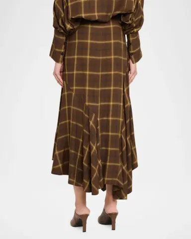 Co Plaid Asymmetric Slit Midi Skirt | Thumbnail 3 Co Plaid Asymmetric Slit Midi Skirt | Thumbnail 3