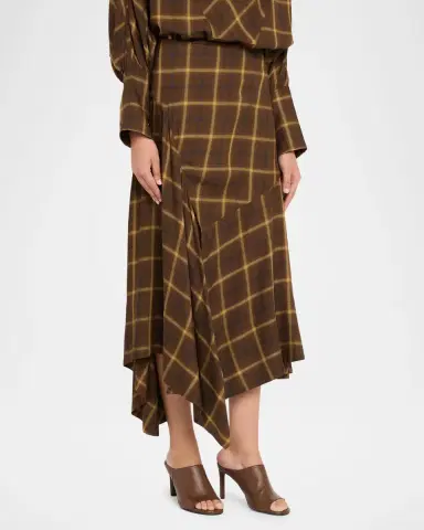 Co Plaid Asymmetric Slit Midi Skirt | Thumbnail 4 Co Plaid Asymmetric Slit Midi Skirt | Thumbnail 4