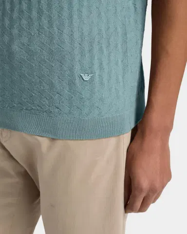 Emporio Armani Men's Tonal Basketweave Wool Sweater | Thumbnail 5 Emporio Armani Men's Tonal Basketweave Wool Sweater | Thumbnail 5