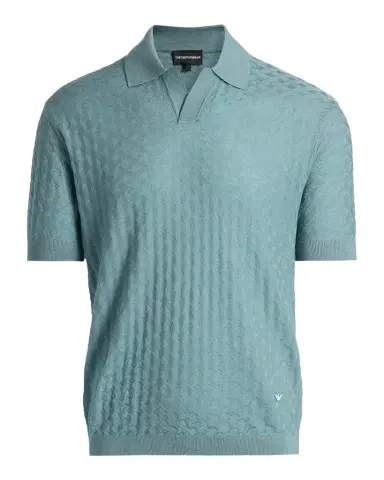 Emporio Armani Men's Tonal Basketweave Wool Sweater | Thumbnail 1 Emporio Armani Men's Tonal Basketweave Wool Sweater | Thumbnail 1