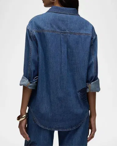 Hudson Embroidered Palm Oversized Button-Front Denim Shirt | Thumbnail 3 Hudson Embroidered Palm Oversized Button-Front Denim Shirt | Thumbnail 3
