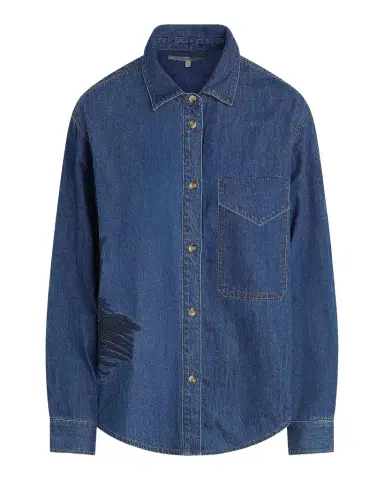 Hudson Embroidered Palm Oversized Button-Front Denim Shirt | Thumbnail 1 Hudson Embroidered Palm Oversized Button-Front Denim Shirt | Thumbnail 1