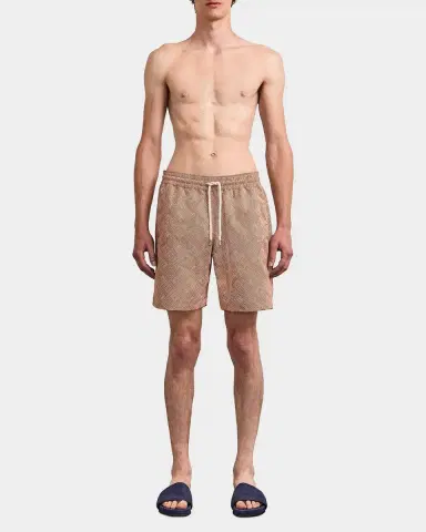 Frescobol Carioca Men 's Santos Madeira-Printed Swim Shorts | Thumbnail 2 Frescobol Carioca Men 's Santos Madeira-Printed Swim Shorts | Thumbnail 2