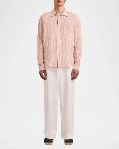 Frescobol Carioca Men 's Telles Striped Linen Shirt | Thumbnail 2 Frescobol Carioca Men 's Telles Striped Linen Shirt | Thumbnail 2
