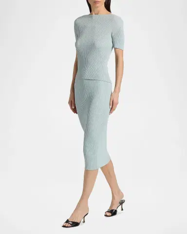 LESET Blake Rib-Knit Pencil Midi Skirt | Thumbnail 2 LESET Blake Rib-Knit Pencil Midi Skirt | Thumbnail 2