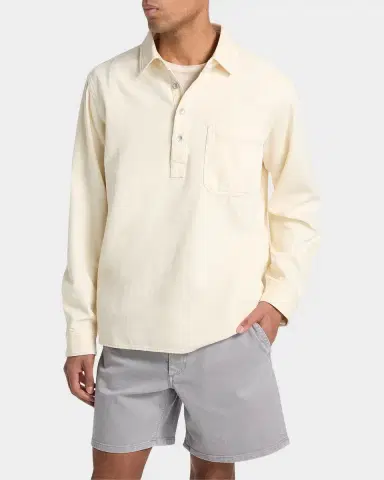 rag & bone Men 's Denim Long-Sleeve Polo Shirt | Thumbnail 4 rag & bone Men 's Denim Long-Sleeve Polo Shirt | Thumbnail 4